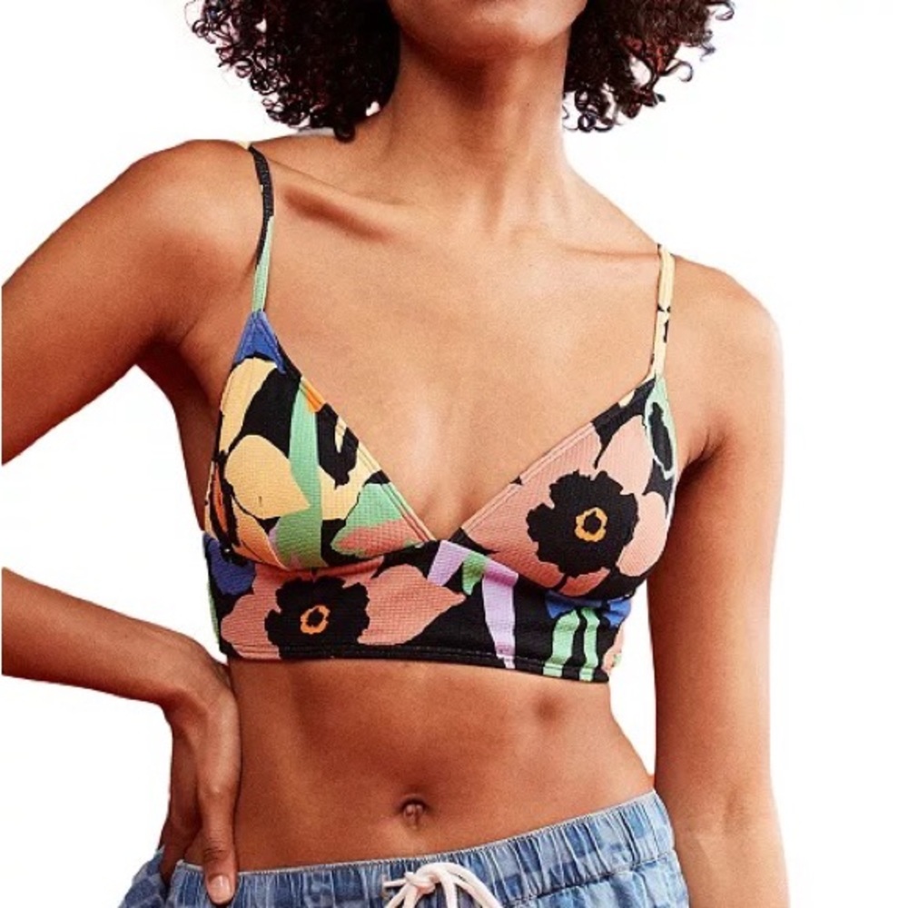 NWT Roxy Printed Color Jam V-Neck Swim Tank Top